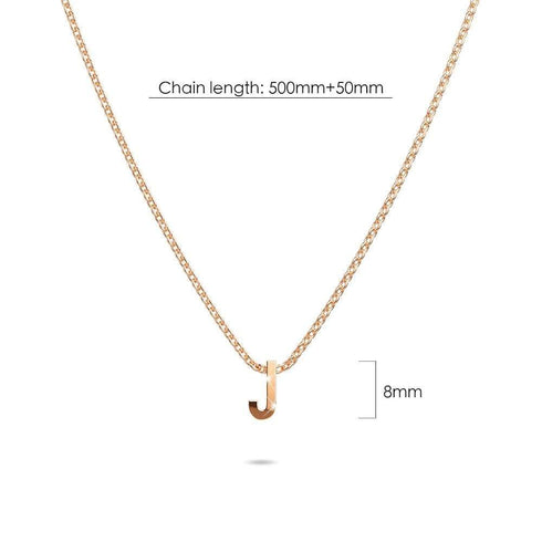 Initials Brick Alphabet Letter Necklace Rose Gold Layered Steel Jewellery